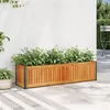 Image de vidaXL Jardinière 110x30x27,5 cm bois massif d'acacia et acier, jardinière d'extérieur, bac à fleurs, bac à pommes de terre, jardinière de terrasse