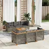 Image de Salon de jardin modulable Vidaxl rotin gris 7 pieces