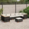 Image de vidaXL Salon de jardin 8 pcs avec coussins noir résine tressée, ensemble de canapés d'extérieur, salon de jardin 3261764