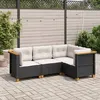 Image de Salon de jardin modulable Vidaxl rotin noir 4 pieces