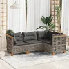 Image de Salon de jardin modulable Vidaxl rotin gris 4 pieces 56.5 x 56.5 x 56.5