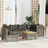 Image de Salon de jardin modulable Vidaxl rotin gris 6 pieces 63.5 x 63.5 x 36