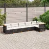 Image de Salon de jardin modulable Vidaxl rotin noir 6 pieces 6 personnes