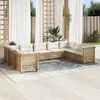 Image de vidaXL Salon de Jardin avec Coussins 9 pcs, Canapés de Terrasse, Ensemble de Meubles de Patio, Mobilier d'Extérieur, Beige 3272731
