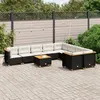 Image de Salon de jardin modulable Vidaxl resine tressee noir 10 pieces 63.5 x 63.5 x 36