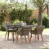 Image de vidaXL Ensemble repas jardin 5 pièces Gris Poly Rattan 3261680