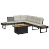 Image de Salon de jardin Lot de 2 pièces - Résine tressée noir - 1 table extensible, 1 canapé - 100 x 55 x 73 cm