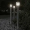 Image de vidaXL Lampadaires d'extérieur avec capteurs 3 pcs acier inoxydable, éclairage au sol d'extérieur, éclairage au sol de 4006368