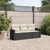 Image de vidaXL Salon de Jardin avec Coussins 3 pcs, Canapés de Terrasse, Ensemble de Meubles de Patio, Mobilier d'Extérieur, Noir 3258157