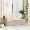 Image de vidaXL Salon de Jardin avec Coussins 3 pcs, Canapés de Terrasse, Ensemble de Meubles de Patio, Mobilier d'Extérieur, Beige 3258159