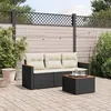 Image de vidaXL Salon de Jardin avec Coussins 4 pcs, Canapés de Terrasse, Ensemble de Meubles de Patio, Mobilier d'Extérieur, Noir 3258164