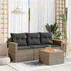Image de vidaXL Salon de Jardin avec Coussins 4 pcs, Canapés de Terrasse, Ensemble de Meubles de Patio, Mobilier d'Extérieur, Gris 3258168
