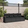 Image de vidaXL Salon de Jardin avec Coussins 4 pcs, Canapés de Terrasse, Ensemble de Meubles de Patio, Mobilier d'Extérieur, Noir 3258170