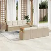 Image de vidaXL Salon de Jardin avec Coussins 9 pcs, Canapés de Terrasse, Ensemble de Meubles de Patio, Mobilier d'Extérieur, Beige 3258222