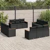 Image de vidaXL Salon de Jardin avec Coussins 12 pcs, Canapés de Terrasse, Ensemble de Meubles de Patio, Mobilier d'Extérieur, Noir 3258233
