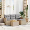 Image de vidaXL Salon de Jardin avec Coussins 5 pcs, Canapés de Terrasse, Ensemble de Meubles de Patio, Mobilier d'Extérieur, Beige 3258314