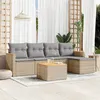 Image de Salon de jardin modulable Vidaxl rotin beige 6 pieces 6 personnes