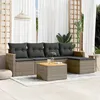Image de Salon de jardin modulable Vidaxl resine tressee gris 6 pieces 55.0 x 62 x 69