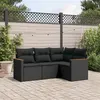 Image de vidaXL 4-delige Loungeset met kussens poly rattan zwart3258331
