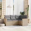Image de Salon de jardin modulable vidaxl beige 4 personnes rotin 62.0 x 62 x 69 cm 4 pieces