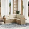 Image de vidaXL Salon de Jardin avec Coussins 5 pcs, Canapés de Terrasse, Ensemble de Meubles de Patio, Mobilier d'Extérieur, Beige 3258362