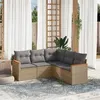 Image de vidaXL Salon de Jardin avec Coussins 5 pcs, Canapés de Terrasse, Ensemble de Meubles de Patio, Mobilier d'Extérieur, Beige 3258363