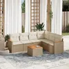 Image de vidaXL Salon de Jardin avec Coussins 7 pcs, Canapés de Terrasse, Ensemble de Meubles de Patio, Mobilier d'Extérieur, Beige 3258411