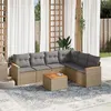 Image de Salon de jardin modulable vidaxl 7 pieces beige 6 personnes 62 x 62 x 69 cm rotin