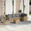 Image de Vidaxl Salon de jardin modulable - Lot de 7 pièces - Rotin beige 6 personnes