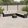 Image de vidaXL Salon de Jardin avec Coussins 10 pcs, Canapés de Terrasse, Ensemble de Meubles de Patio, Mobilier d'Extérieur, Noir 3258465