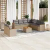 Image de vidaXL Salon de Jardin avec Coussins 10 pcs, Canapés de Terrasse, Ensemble de Meubles de Patio, Mobilier d'Extérieur, Beige 3258510