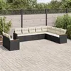 Image de vidaXL Salon de Jardin avec Coussins 10 pcs, Canapés de Terrasse, Ensemble de Meubles de Patio, Mobilier d'Extérieur, Noir 3258514