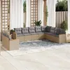 Image de vidaXL Salon de Jardin avec Coussins 10 pcs, Canapés de Terrasse, Ensemble de Meubles de Patio, Mobilier d'Extérieur, Beige 3258517
