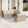 Image de vidaXL Salon de Jardin avec Coussins 7 pcs, Canapés de Terrasse, Ensemble de Meubles de Patio, Mobilier d'Extérieur, Beige 3258544