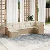 Image de Salon de jardin modulable Vidaxl rotin beige 7 pieces 7 personnes