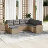 Image de vidaXL Salon de Jardin avec Coussins 7 pcs, Canapés de Terrasse, Ensemble de Meubles de Patio, Mobilier d'Extérieur, Beige 3258608
