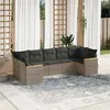 Image de vidaXL Salon de Jardin avec Coussins 7 pcs, Canapés de Terrasse, Ensemble de Meubles de Patio, Mobilier d'Extérieur, Gris 3258672