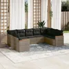 Image de vidaXL Salon de Jardin avec Coussins 9 pcs, Canapés de Terrasse, Ensemble de Meubles de Patio, Mobilier d'Extérieur, Gris 3258679