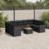 Image de vidaXL Salon de Jardin avec Coussins 10 pcs, Canapés de Terrasse, Ensemble de Meubles de Patio, Mobilier d'Extérieur, Noir 3258681