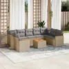 Image de Salon de jardin modulable vidaxl beige rotin 10 pieces 62 x 62 x 69 cm 9 personnes