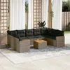 Image de vidaXL Salon de Jardin avec Coussins 10 pcs, Canapés de Terrasse, Ensemble de Meubles de Patio, Mobilier d'Extérieur, Gris 3258686