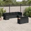 Image de vidaXL Salon de Jardin avec Coussins 9 pcs, Canapés de Terrasse, Ensemble de Meubles de Patio, Mobilier d'Extérieur, Noir 3258688