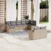 Image de vidaXL Salon de Jardin avec Coussins 9 pcs, Canapés de Terrasse, Ensemble de Meubles de Patio, Mobilier d'Extérieur, Beige 3258692