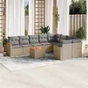 Image de Salon de jardin modulable vidaxl 9 personnes rotin 10 pieces 62 x 62 x 69 cm beige
