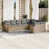 Image de Salon de jardin modulable vidaxl rotin beige 10 pieces 62 x 62 x 69 cm 9 personnes