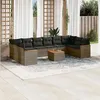 Image de vidaXL Salon de Jardin avec Coussins 12 pcs, Canapés et Table de Terrasse, Ensemble de Meubles d'Extérieur Patio, Gris 3224352