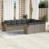 Image de vidaXL Salon de Jardin avec Coussins 10 pcs, Canapés de Terrasse, Ensemble de Meubles de Patio, Mobilier d'Extérieur, Gris 3258742