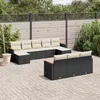 Image de vidaXL Salon de Jardin avec Coussins 10 pcs, Canapés de Terrasse, Ensemble de Meubles de Patio, Mobilier d'Extérieur, Noir 3258815
