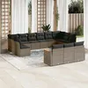 Image de vidaXL Salon de Jardin avec Coussins 13 pcs, Canapés de Terrasse, Ensemble de Meubles de Patio, Mobilier d'Extérieur, Gris 3258861
