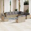 Image de vidaXL Salon de Jardin avec Coussins 13 pcs, Canapés de Terrasse, Ensemble de Meubles de Patio, Mobilier d'Extérieur, Beige 3258888